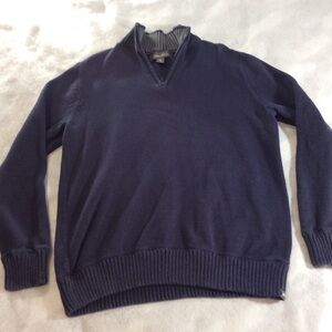 Eddie Bauer Men's Zip Up Sweater - Deep Blue size Large